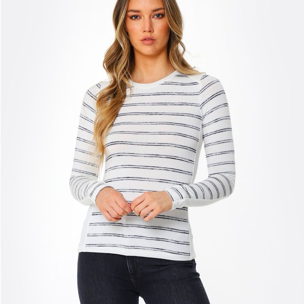 rag & bone White and Black Striped Long Sleeve Tee
